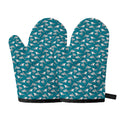 Cartoon White Shark Pattern Print Oven Mitts