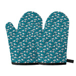 Cartoon White Shark Pattern Print Oven Mitts