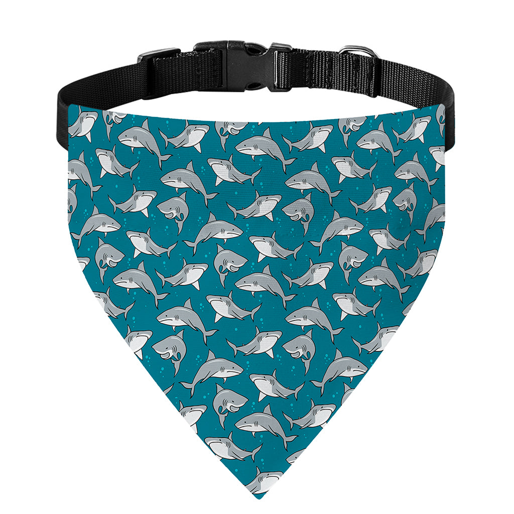 Cartoon White Shark Pattern Print Over The Collar Dog Bandana