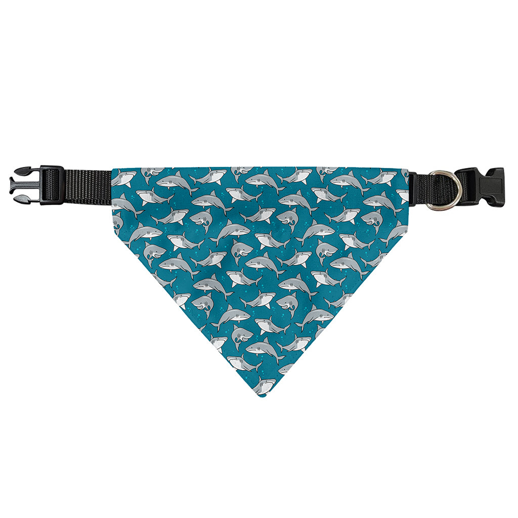Cartoon White Shark Pattern Print Over The Collar Dog Bandana