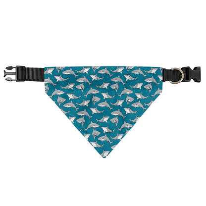 Cartoon White Shark Pattern Print Over The Collar Dog Bandana