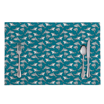 Cartoon White Shark Pattern Print Placemat