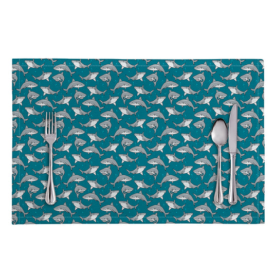 Cartoon White Shark Pattern Print Placemat