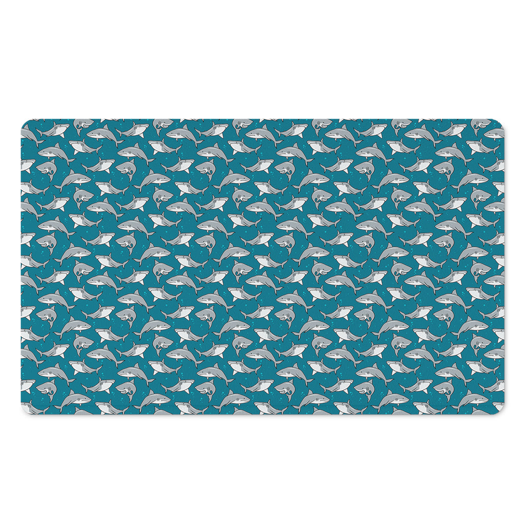 Cartoon White Shark Pattern Print Polyester Doormat