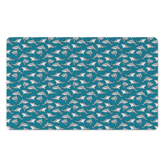 Cartoon White Shark Pattern Print Polyester Doormat