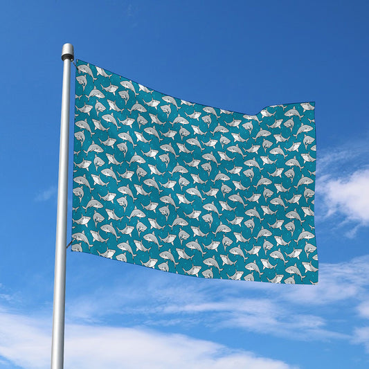 Cartoon White Shark Pattern Print Polyester Flag