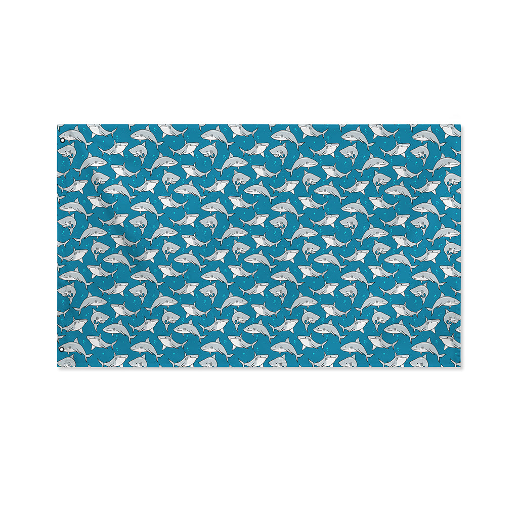 Cartoon White Shark Pattern Print Polyester Flag