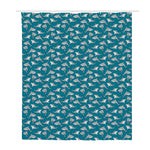 Cartoon White Shark Pattern Print Polyester Shower Curtain
