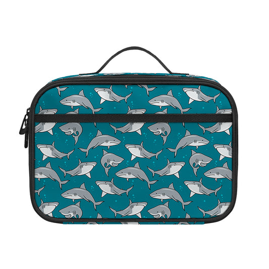 Cartoon White Shark Pattern Print Portable Lunch Bag