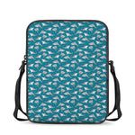 Cartoon White Shark Pattern Print Rectangular Crossbody Bag