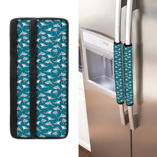 Cartoon White Shark Pattern Print Refrigerator Handle Covers