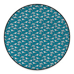Cartoon White Shark Pattern Print Round Floor Mat