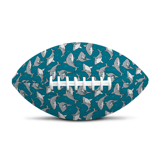Cartoon White Shark Pattern Print Rugby Ball