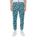Cartoon White Shark Pattern Print Scuba Joggers