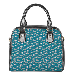 Cartoon White Shark Pattern Print Shoulder Handbag