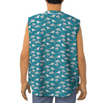 Cartoon White Shark Pattern Print Sleeveless Baseball Jersey