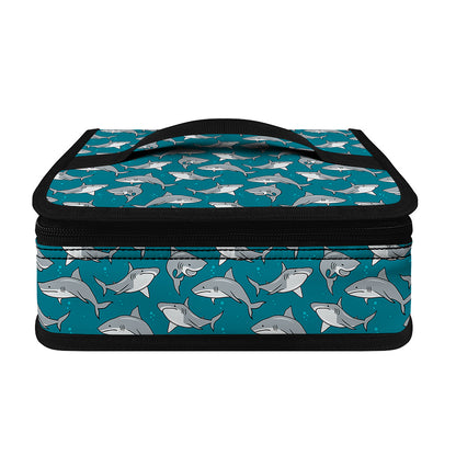 Cartoon White Shark Pattern Print Small Lunch Bag