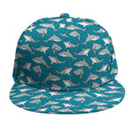 Cartoon White Shark Pattern Print Snapback Cap