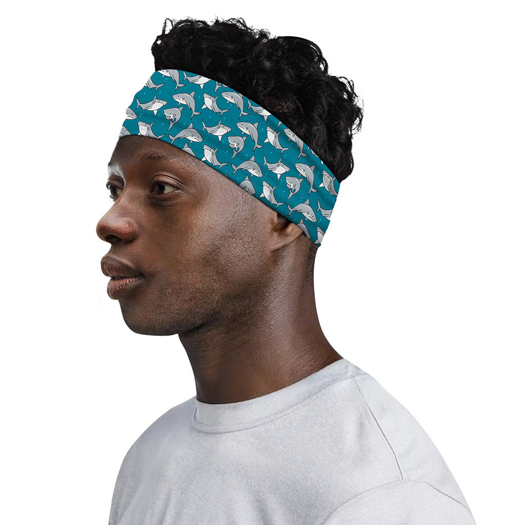 Cartoon White Shark Pattern Print Sports Headband