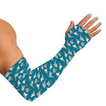 Cartoon White Shark Pattern Print Sun Protection Arm Sleeves