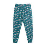 Cartoon White Shark Pattern Print Sweatpants