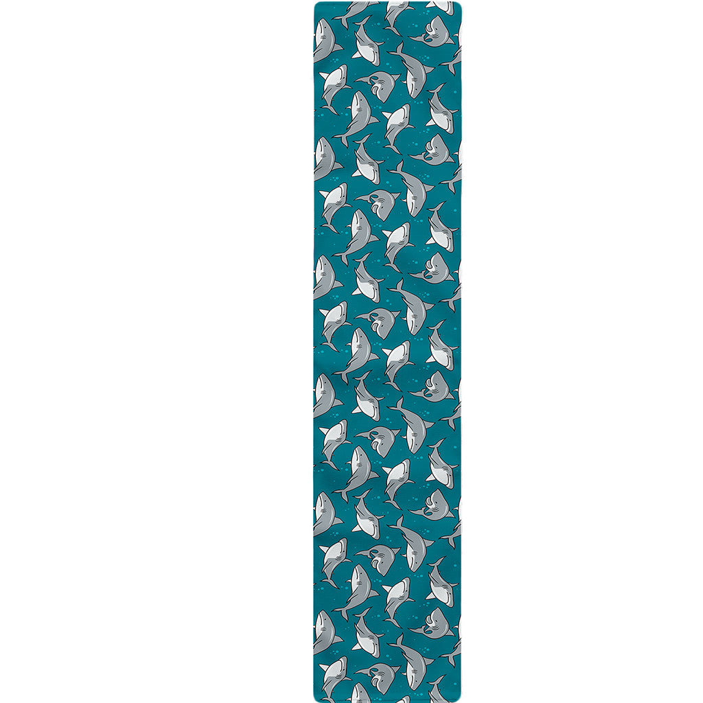 Cartoon White Shark Pattern Print Table Runner