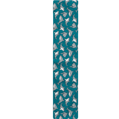 Cartoon White Shark Pattern Print Table Runner