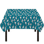 Cartoon White Shark Pattern Print Tablecloth