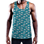 Cartoon White Shark Pattern Print Training Tank Top