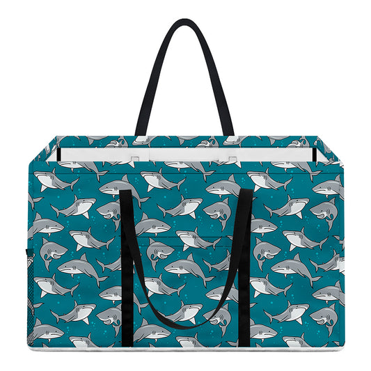 Cartoon White Shark Pattern Print Utility Tote Bag