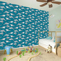 Cartoon White Shark Pattern Print Wall Sticker