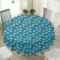 Cartoon White Shark Pattern Print Waterproof Round Tablecloth