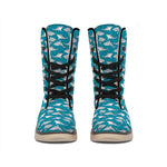 Cartoon White Shark Pattern Print Winter Boots