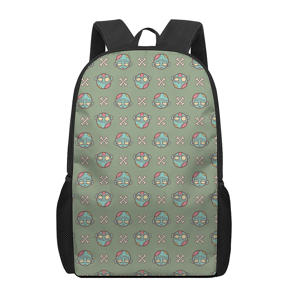 Cartoon Zombie Pattern Print 17 Inch Backpack