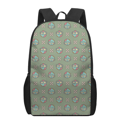 Cartoon Zombie Pattern Print 17 Inch Backpack