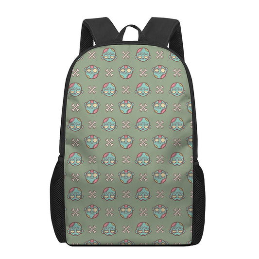 Cartoon Zombie Pattern Print 17 Inch Backpack