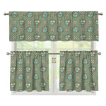 Cartoon Zombie Pattern Print 3 Piece Kitchen Curtains