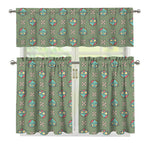 Cartoon Zombie Pattern Print 3 Piece Kitchen Curtains