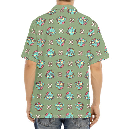 Cartoon Zombie Pattern Print Aloha Shirt