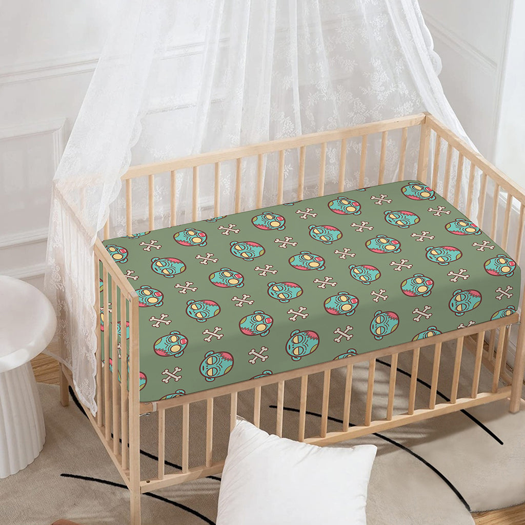 Cartoon Zombie Pattern Print Baby Crib Sheet