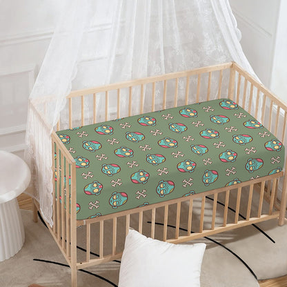 Cartoon Zombie Pattern Print Baby Crib Sheet