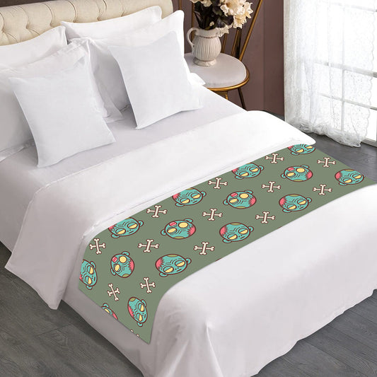 Cartoon Zombie Pattern Print Bed Runner