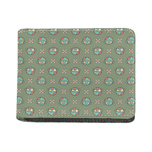 Cartoon Zombie Pattern Print Bifold Wallet