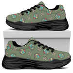 Cartoon Zombie Pattern Print Black Chunky Shoes