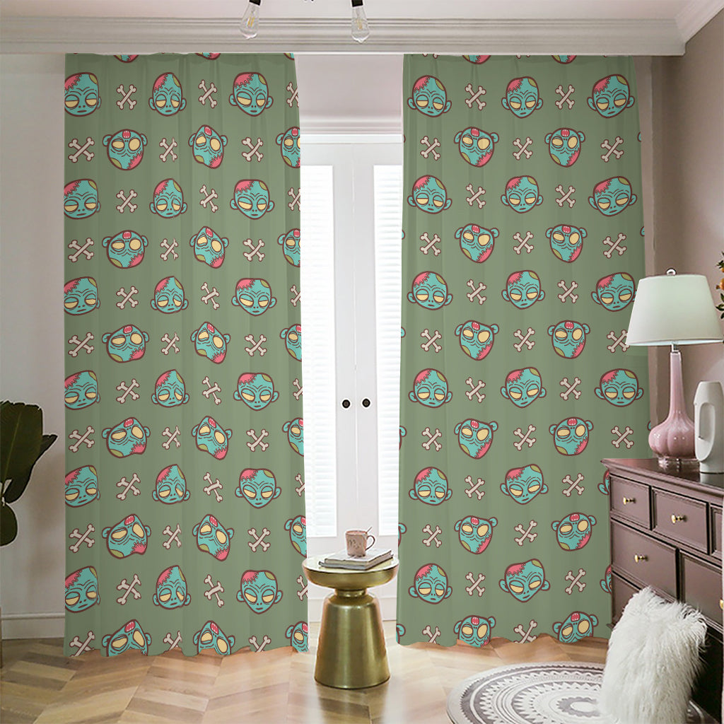 Cartoon Zombie Pattern Print Blackout Pencil Pleat Curtains