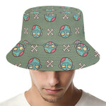 Cartoon Zombie Pattern Print Bucket Hat