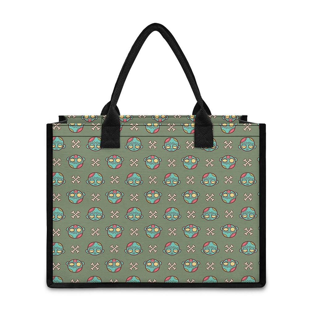 Cartoon Zombie Pattern Print Canvas Tote Bag