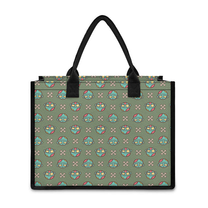 Cartoon Zombie Pattern Print Canvas Tote Bag