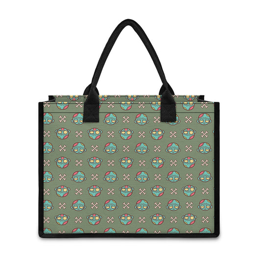 Cartoon Zombie Pattern Print Canvas Tote Bag