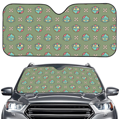 Cartoon Zombie Pattern Print Car Windshield Sun Shade